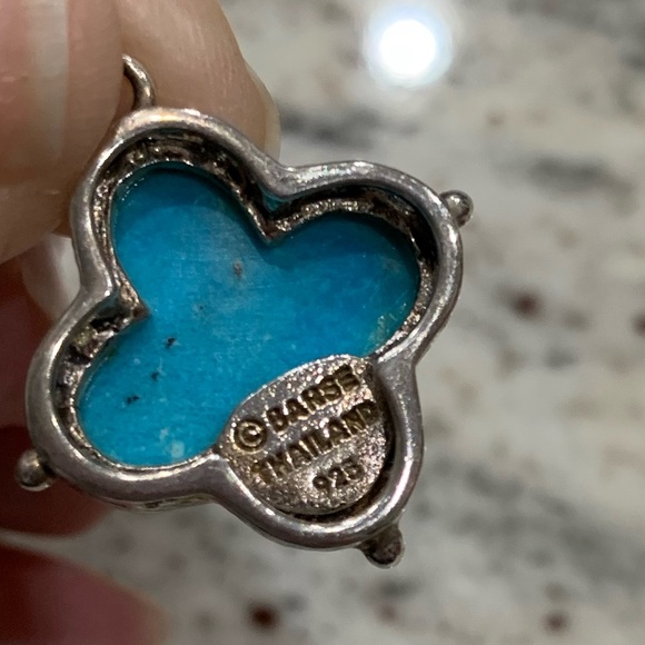 Barse Clover Turquoise Sterling Sliver Earrings - Picture 4 of 6